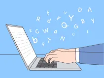 Human hands typing on a keyboard